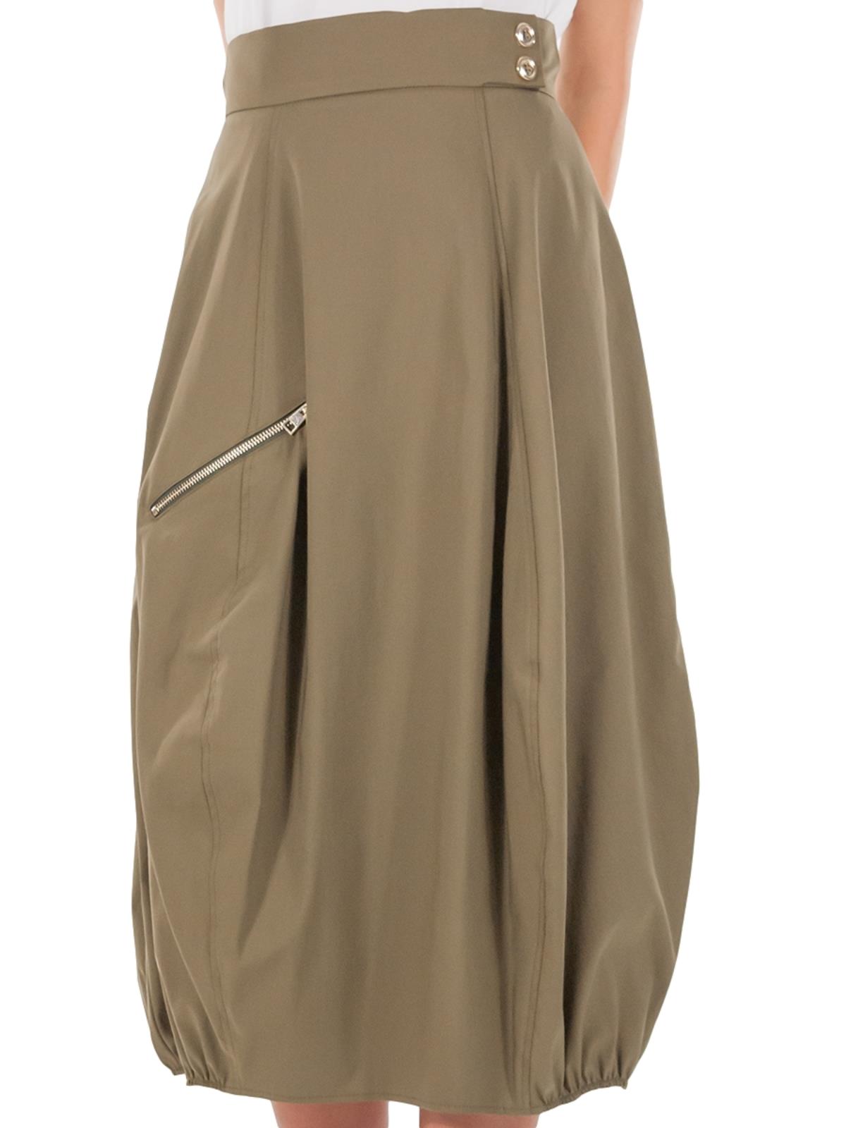 Gonna A Vita Alta Midi Ampia Estiva A Palloncino Con Zip