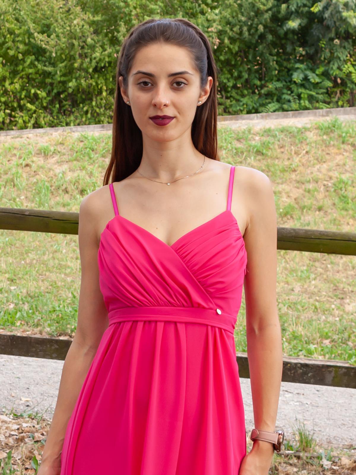 RINASCIMENTO abito-lungo-cerimonia-damigella-stile-impero-scollo