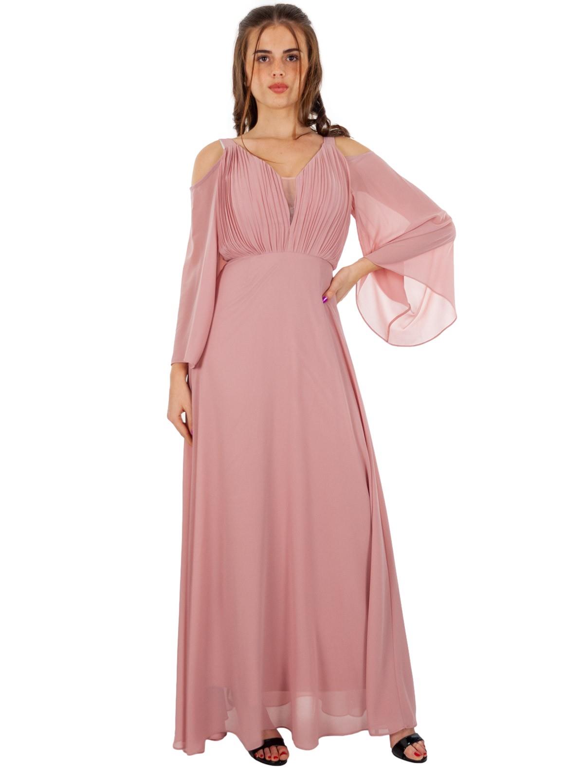 Abito Lungo Elegante Cerimonia Donna Stile Impero Maniche Lunghe