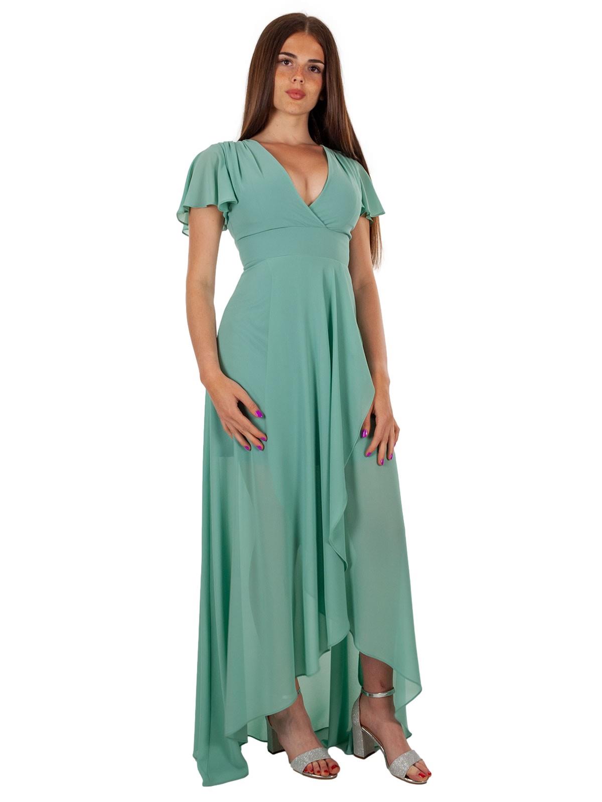 Abito da Cerimonia Stile Impero Slim Fit con Spacco e Drappeggi