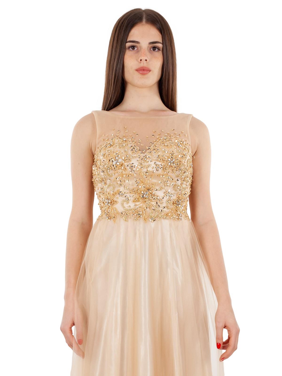 Abito Lungo Elegante Cerimonia Donna Da Principessa In Tulle