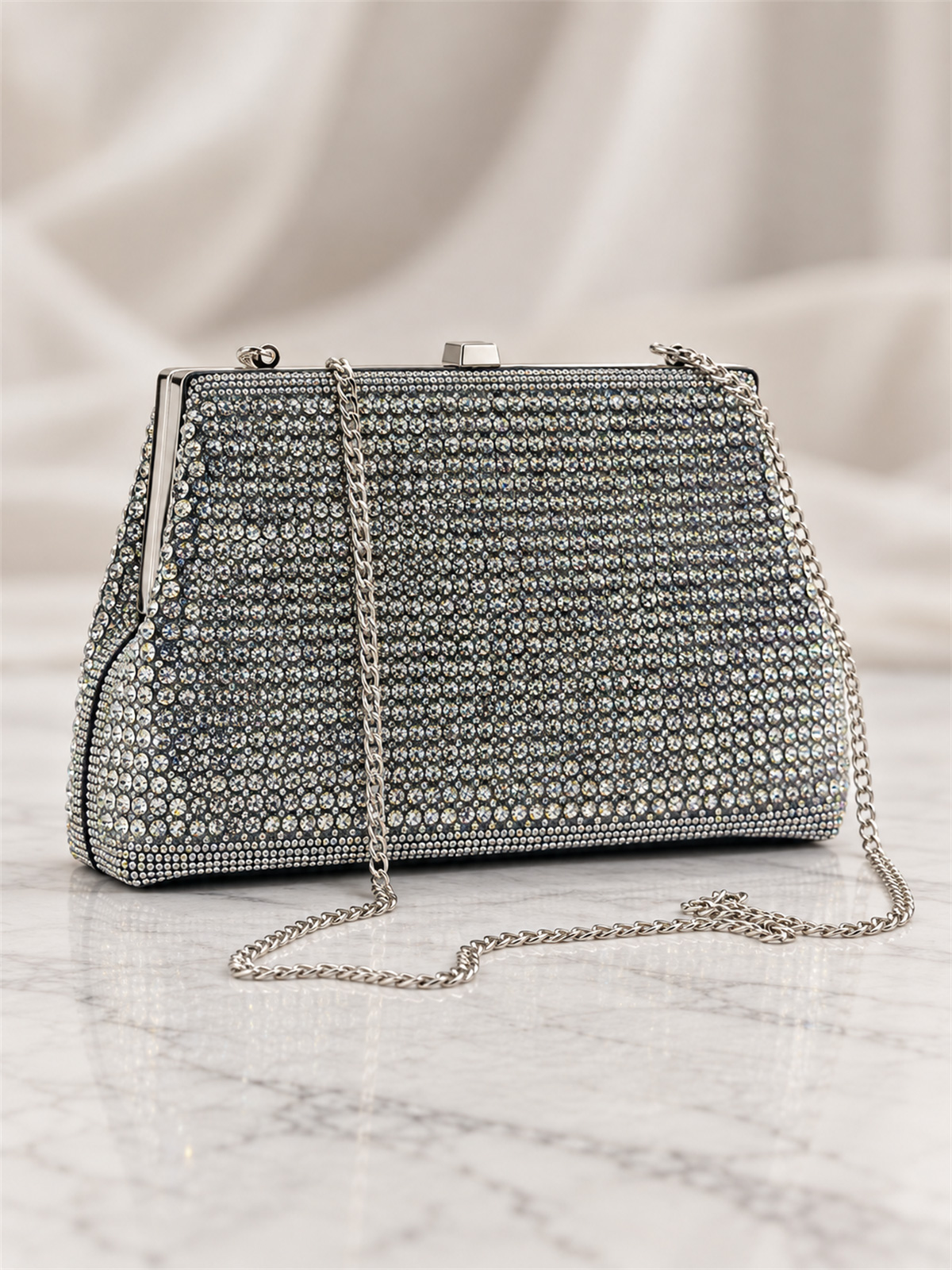 Clutch Gioiello Argento con Strass MD2539-ARGENTO