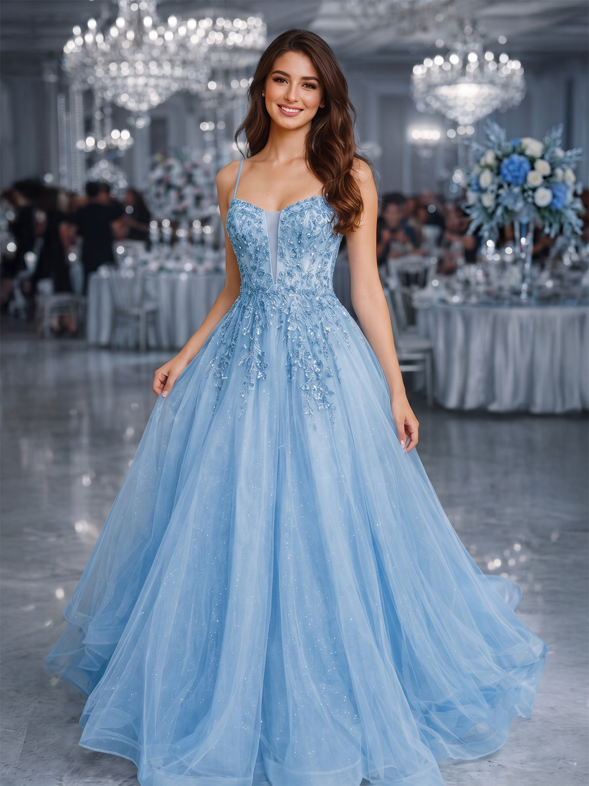 Abito Lungo da Principessa per 18° Compleanno Glitterato 97398f
