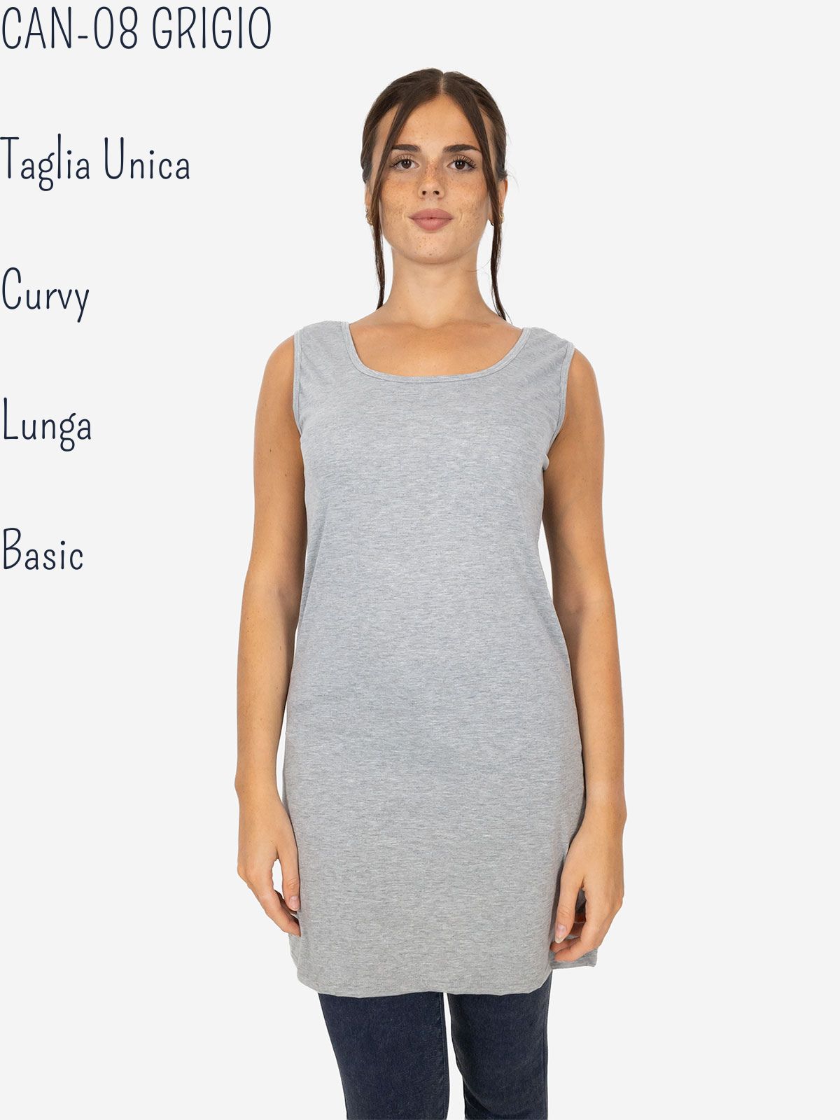 Women's long curvy basic tank top in stretch viscose – One size