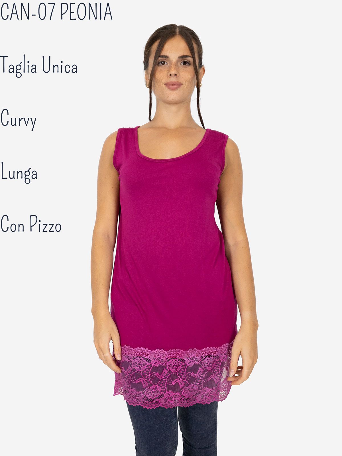 Canotta Lunga Curvy con Pizzo per Donna – Morbida e Comoda