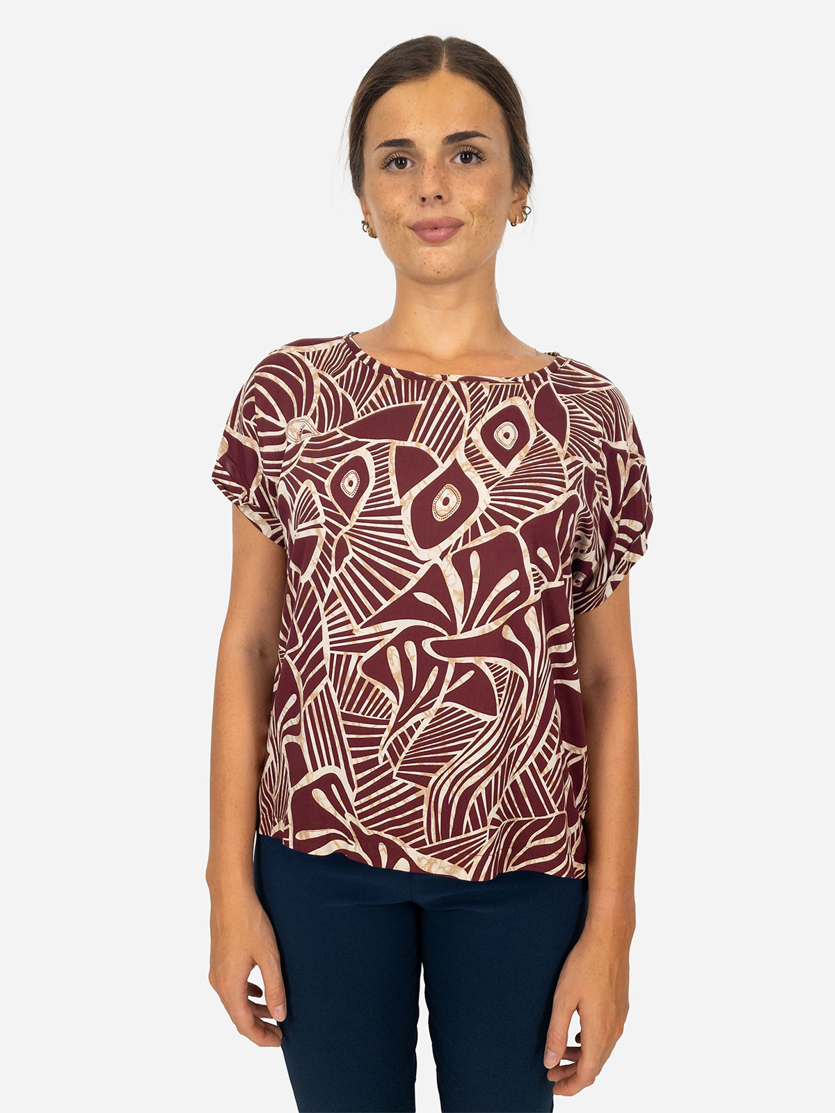 Blusa fantasia donna in viscosa Made in Italy