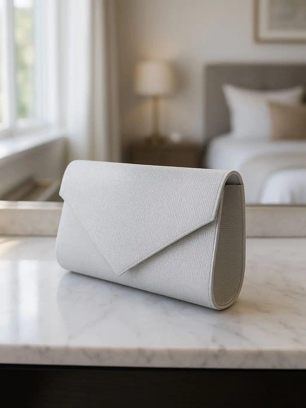 Pochette Bianca Elegante con Tracolla e Chiusura a Calamita – A