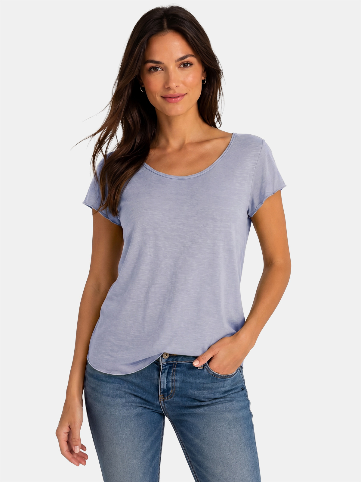 T-shirt Basica Donna in Cotone a Taglio Vivo