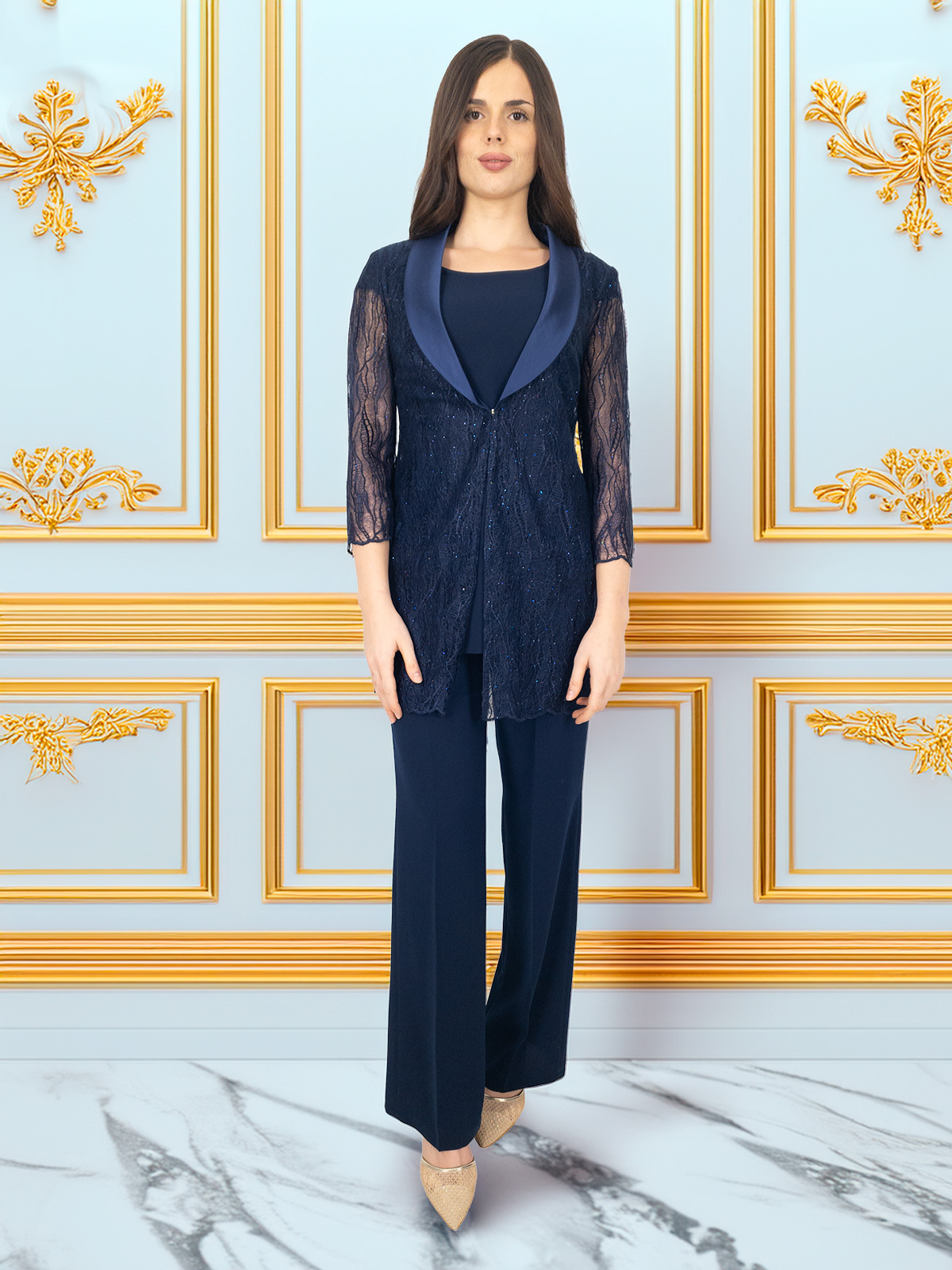 Completo elegante tre pezzi da cerimonia con pantalone