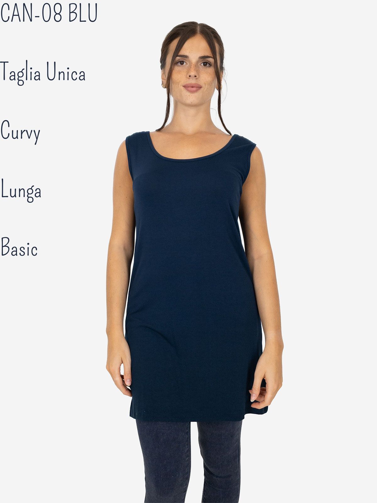 Women's long curvy basic tank top in stretch viscose – One size