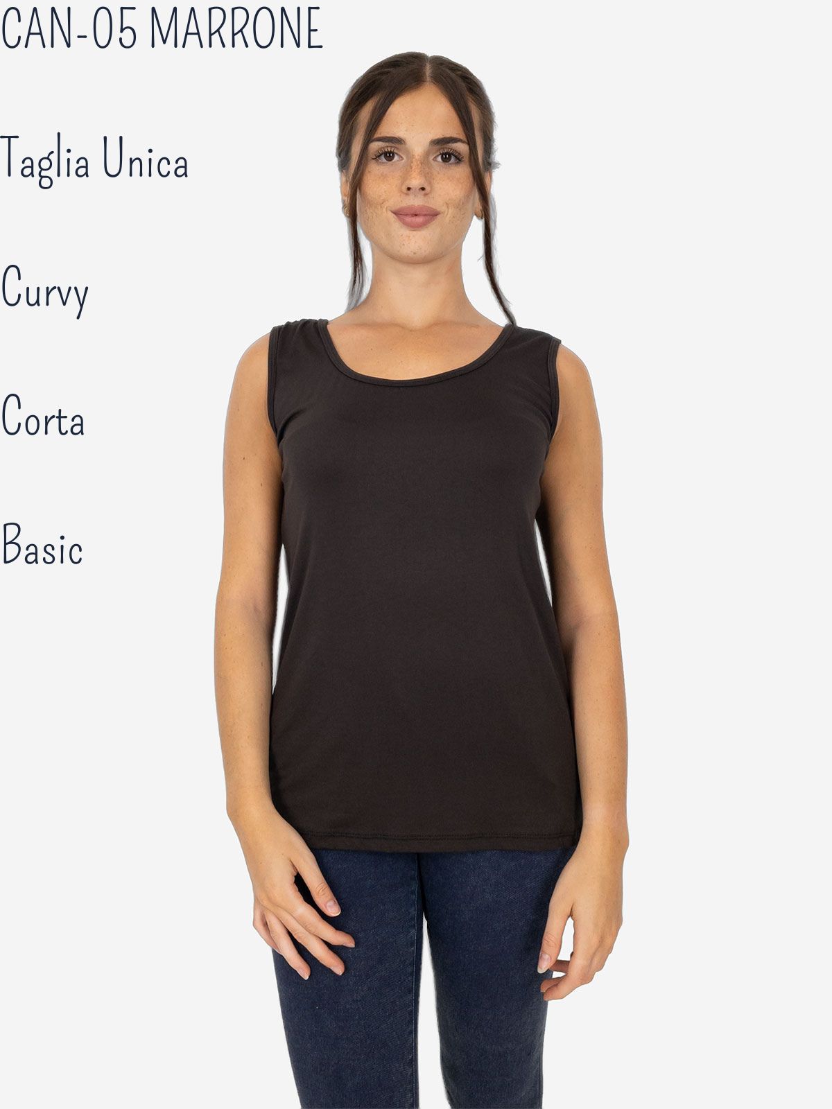 Canotta Donna Curvy Oversize a Spalla Larga in Viscosa Elasticizzata