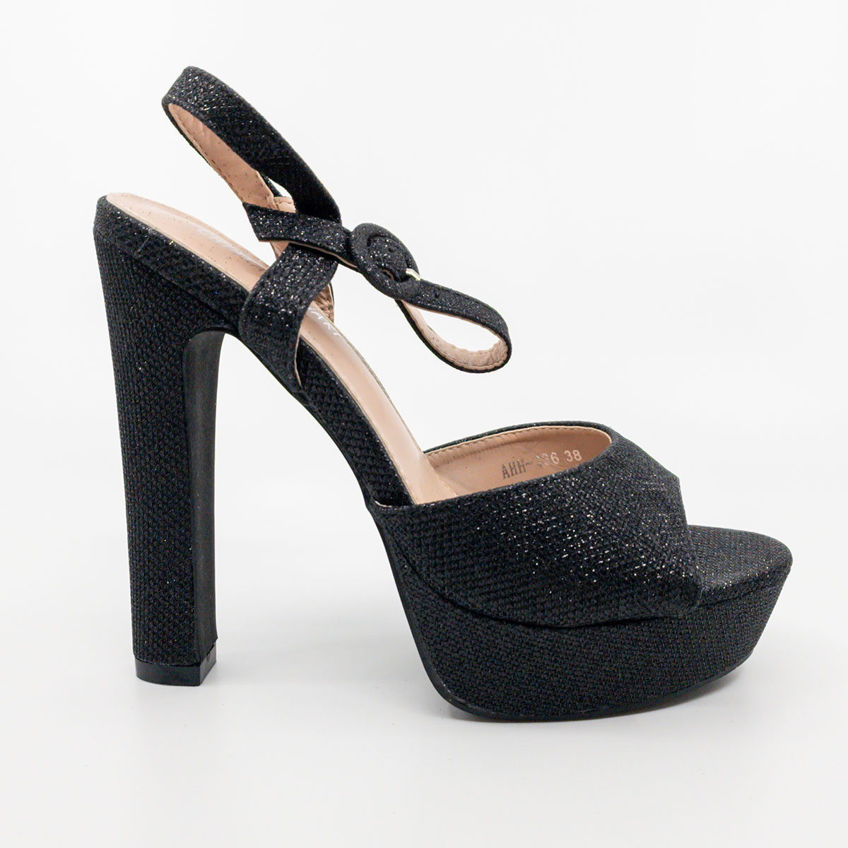 Sandali Con Plateau Eleganti Neri Cerimonia Glitterati