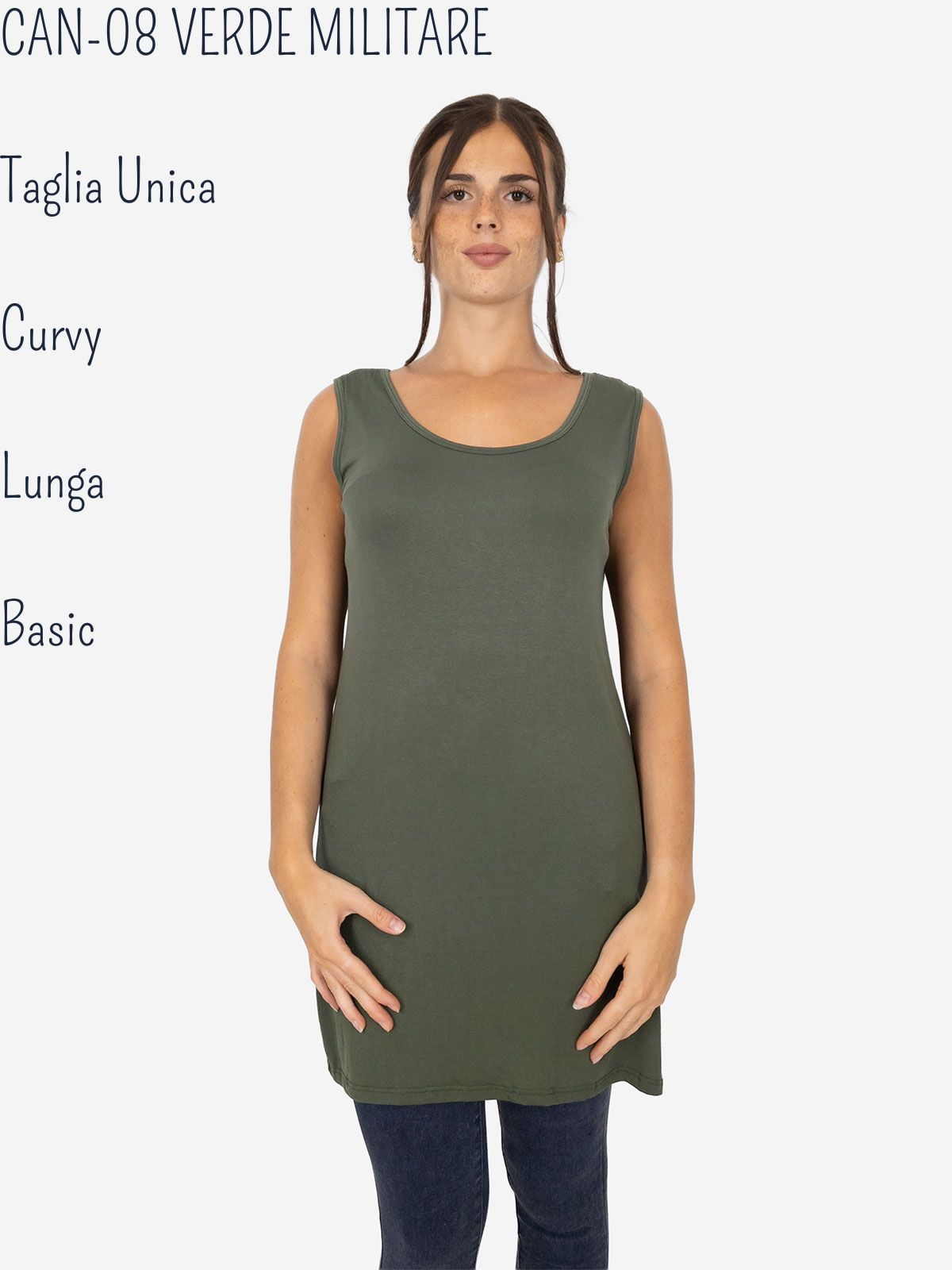 Women's long curvy basic tank top in stretch viscose – One size