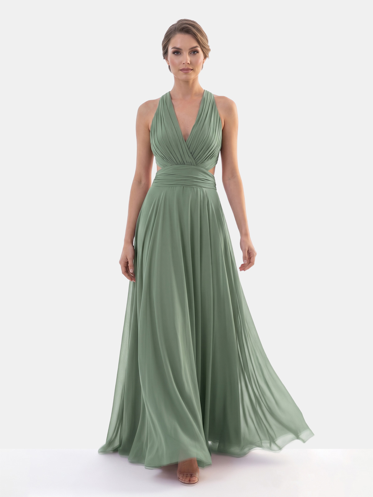 Long Chiffon Formal Dress with Halter Neck 7007-6F