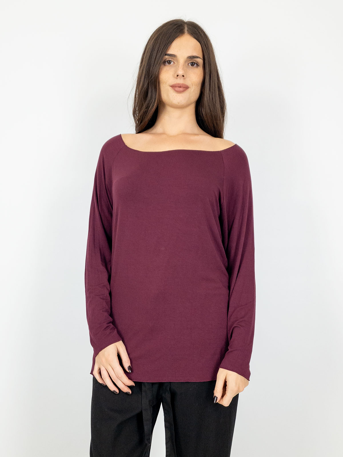 Maglia Donna Curvy Scollo Ampio Maniche Lunghe