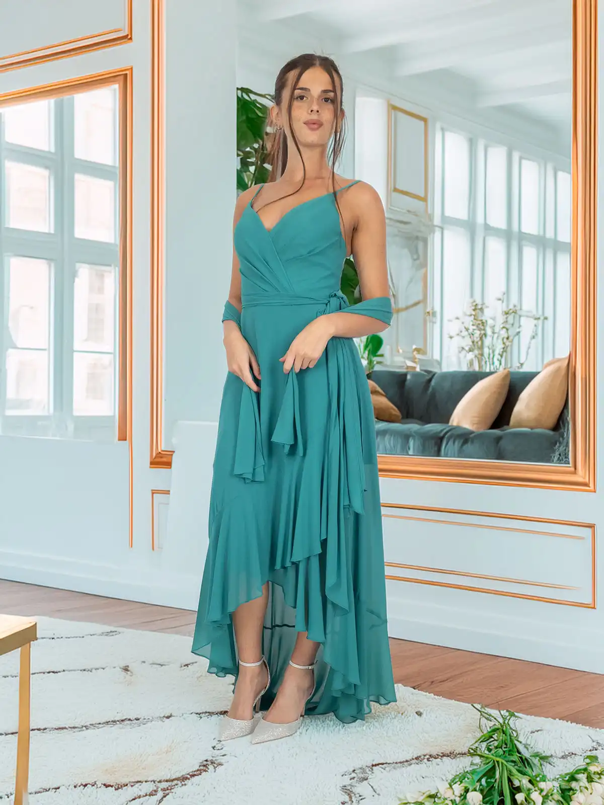 Bianca Brandi Abito da cerimonia asimmetrico con stola 29279