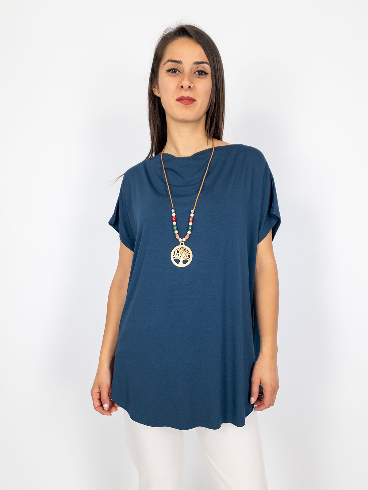 BLUE JOINT T-shirt Donna In Viscosa Basic Oversize Mezze Maniche