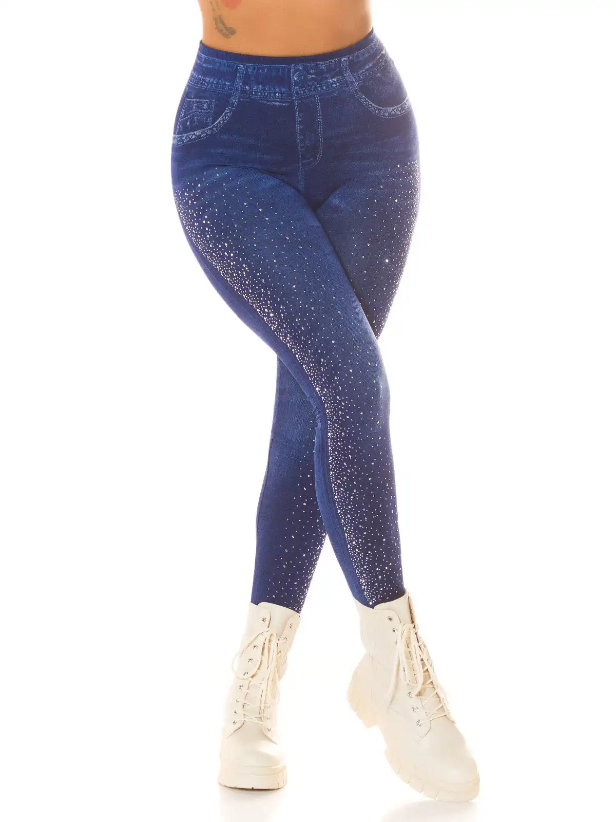 KOUCLA Jeggings Push-Up Vita Alta con Glitter 0000HL-890