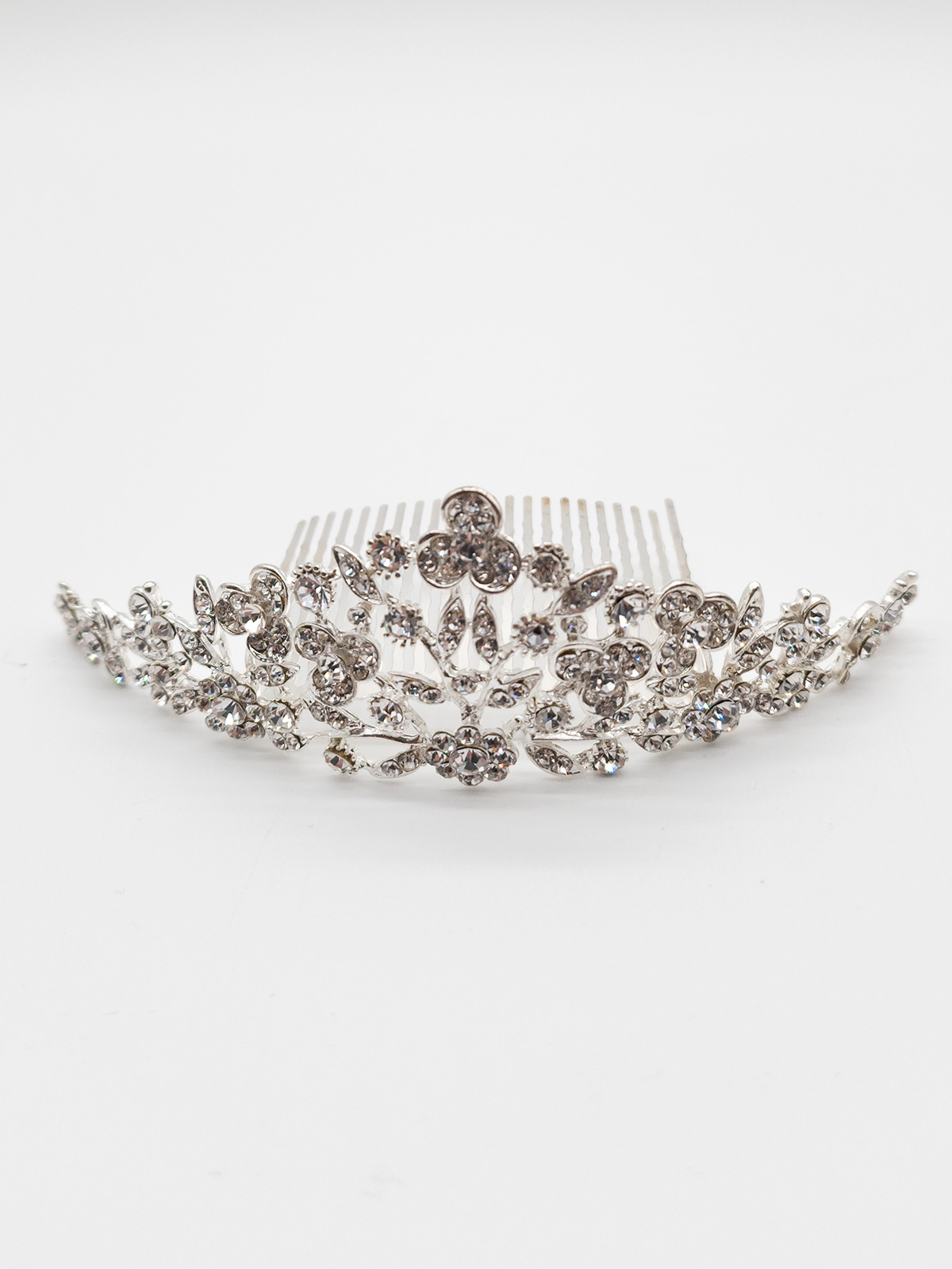 Pettine Diadema Argento con Strass per 18esimo Compleanno e Cerimonie
