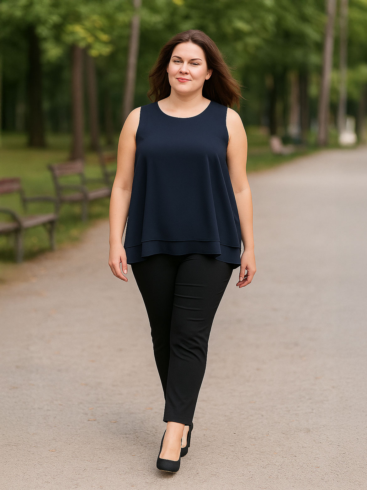 Sleeveless Curvy Blouse in Georgette – Sizes 48–52