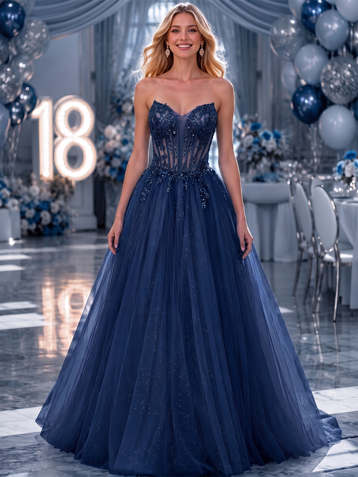Princess Dress for 18th Birthday with Sequins
