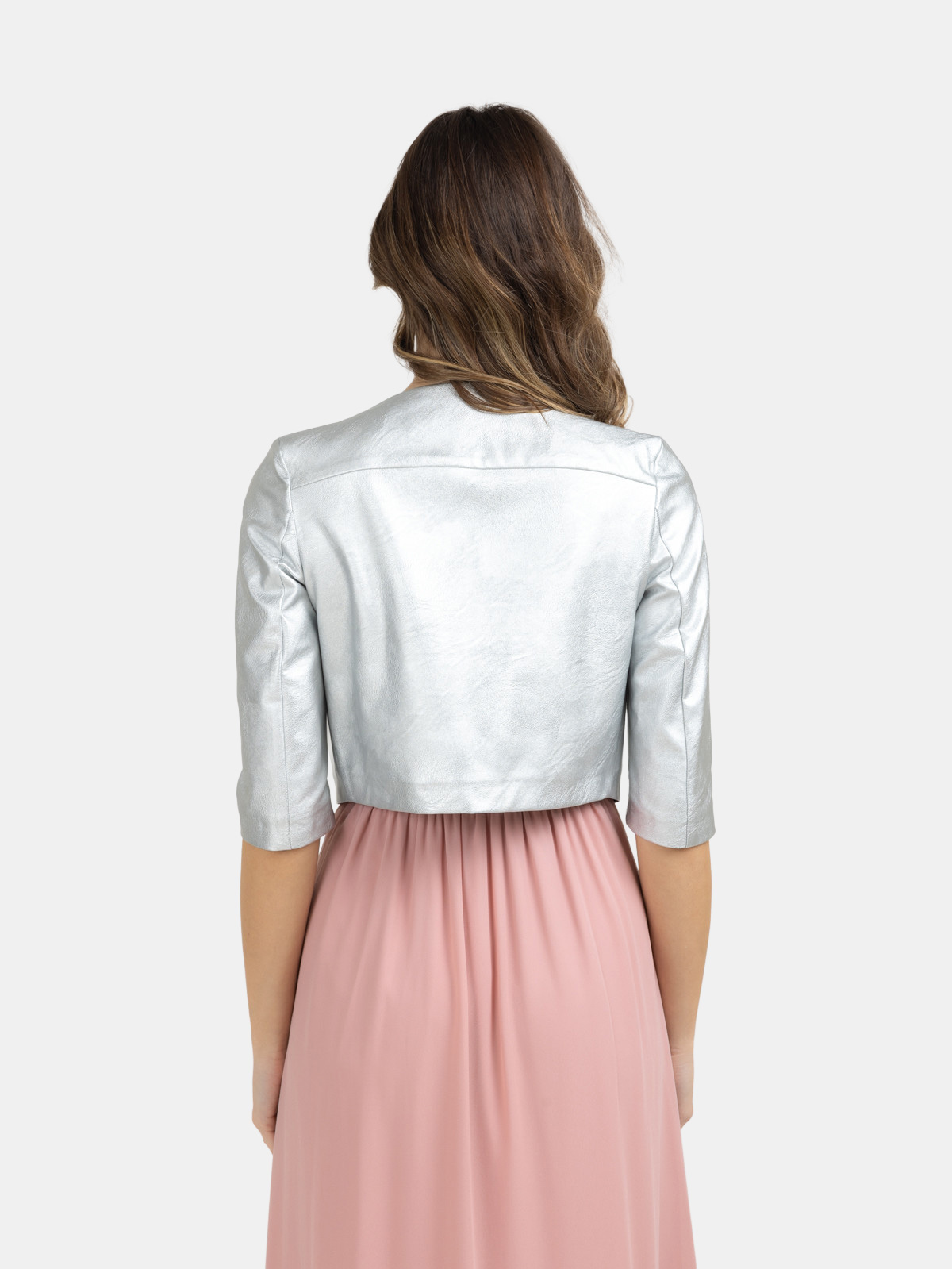 Coprispalle donna elegante da cerimonia in similpelle metallizzato