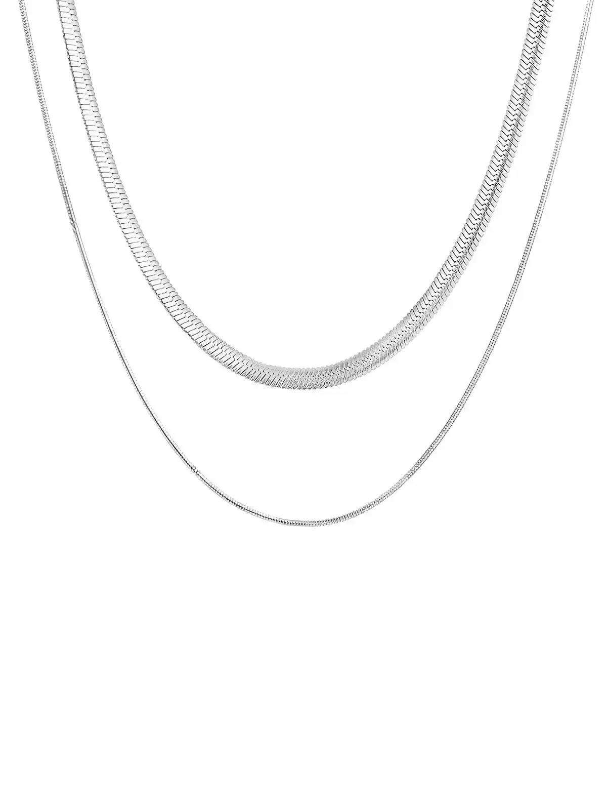 Collana a Doppio Filo in Acciaio Inossidabile – Silver Duo Layer
