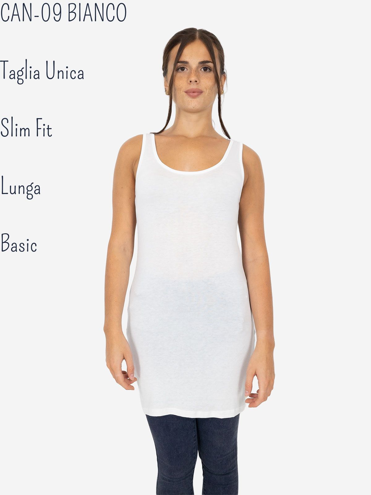 Women's Long Slim Fit Tank Top – Basic Stretch Viscose Model
