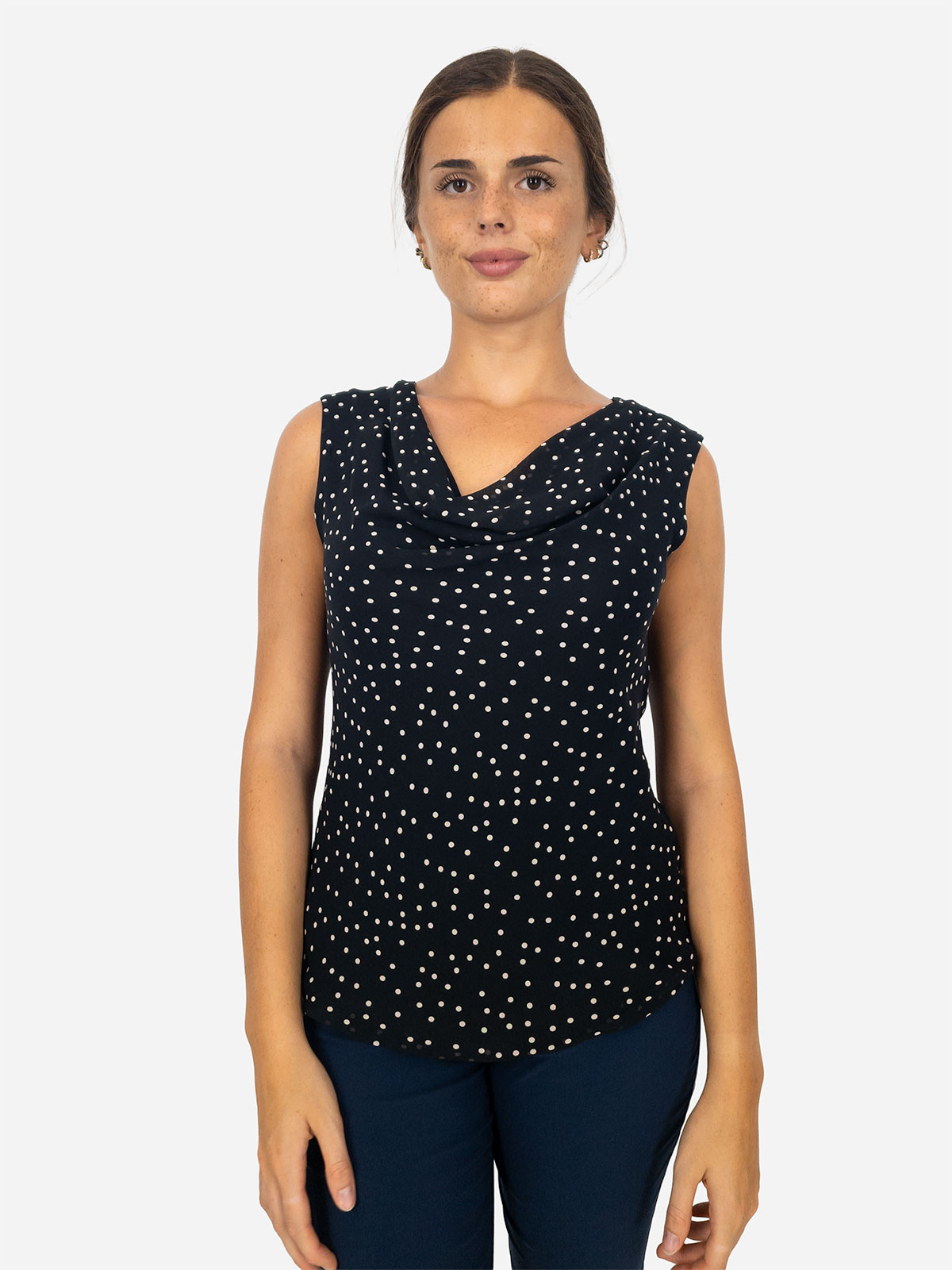 Top sotto giacca a pois donna elegante slim fit