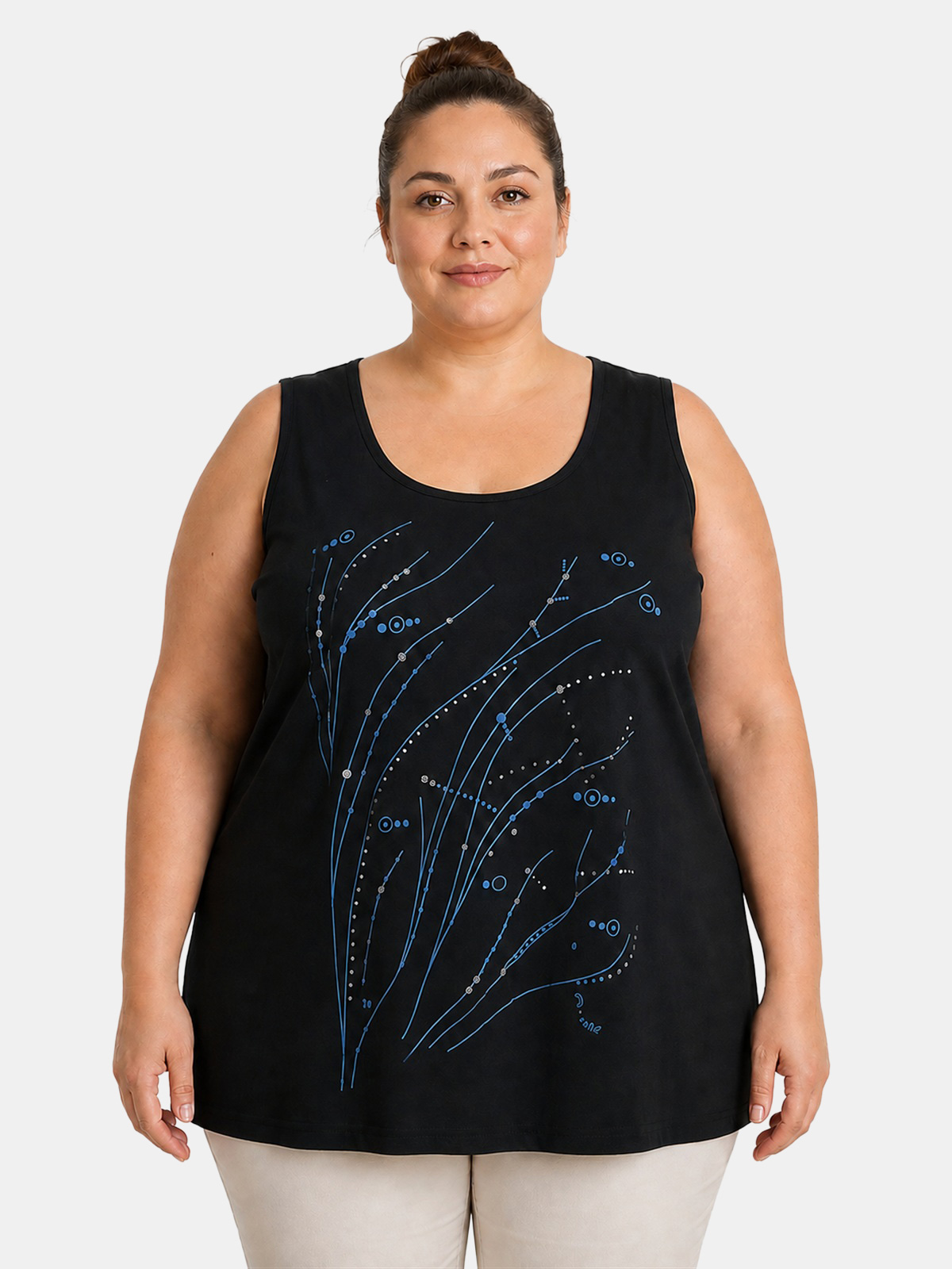 Canotta Curvy in Cotone con Stampa Frontale