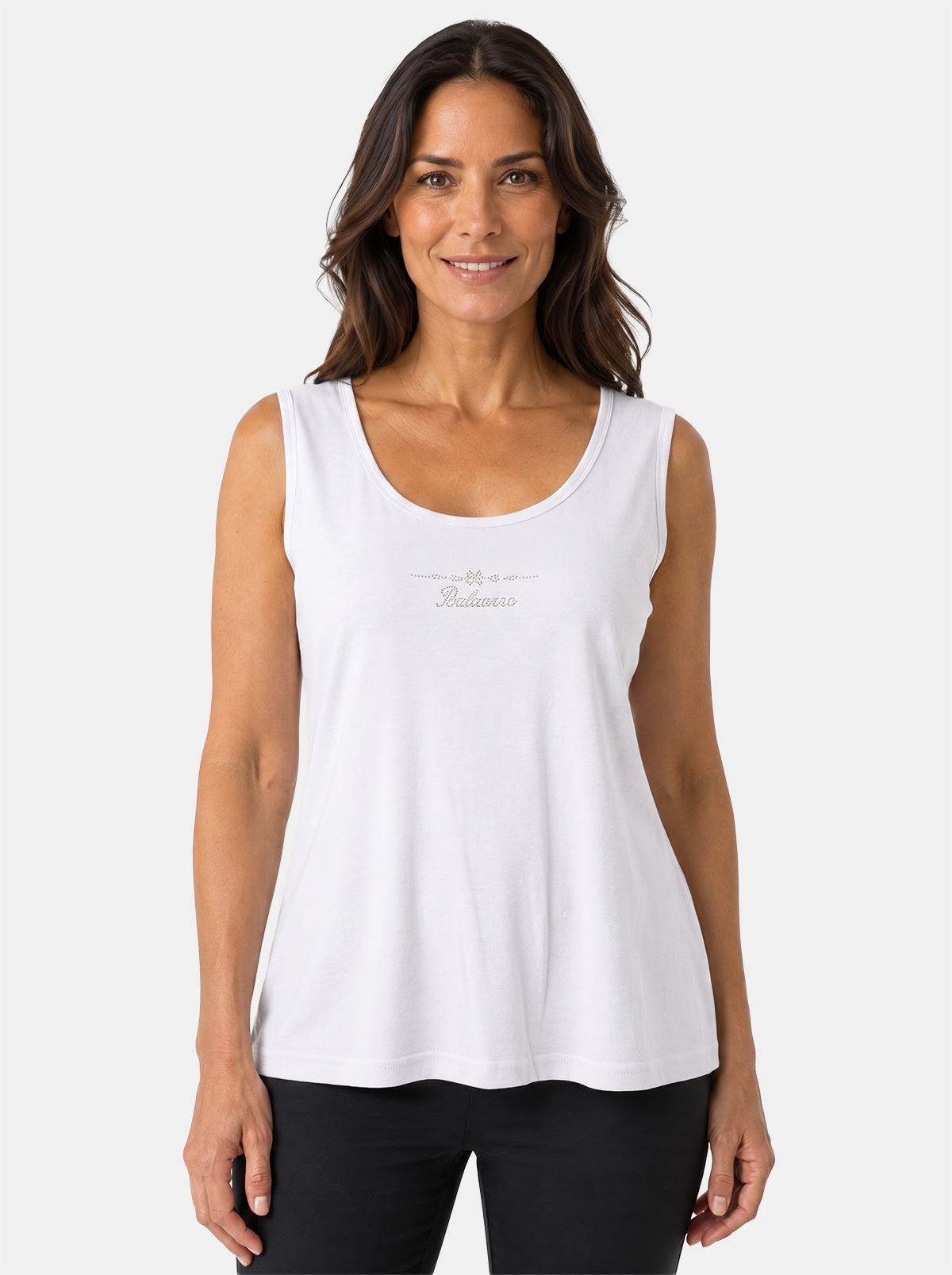 Women's Cotton Tank Top Perlarara with Rhinestones