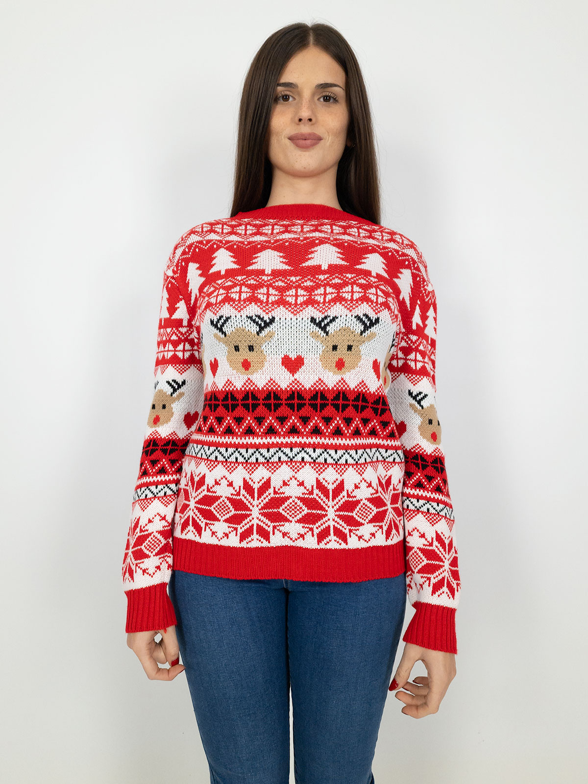 Maglione Natalizio Donna con Renne e Motivi Festivi Perfetto per
