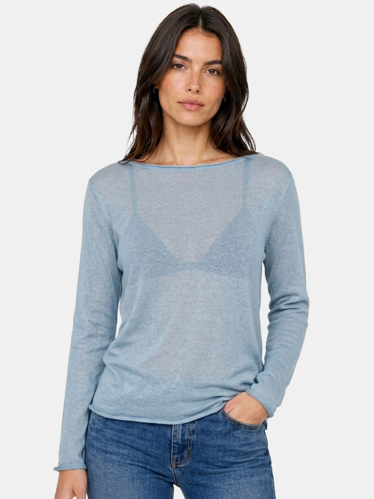 Basic Lightweight Cotton Top with Faux Raw Edge