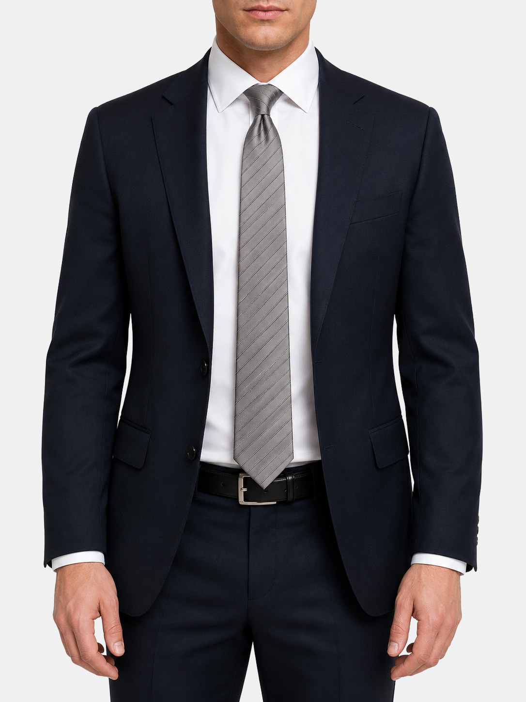 100% Silk Grey Striped Tie