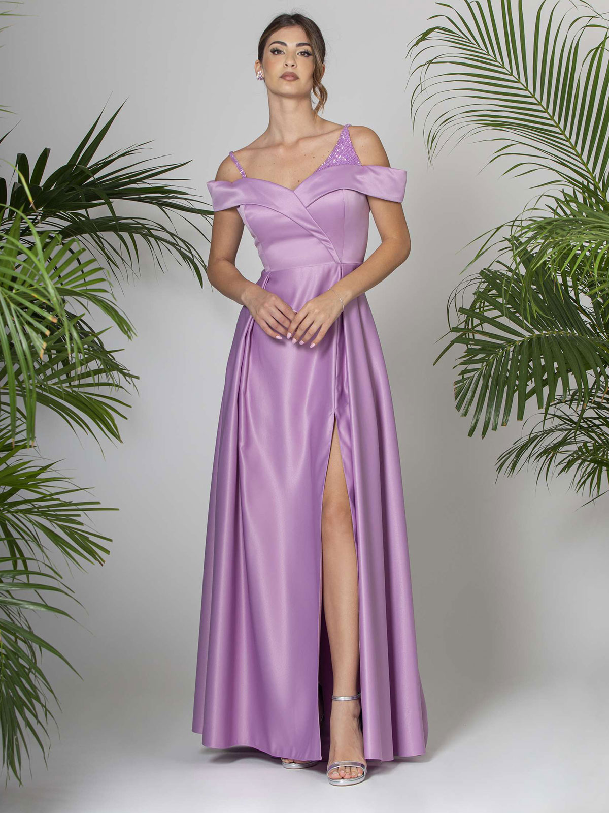JEAN CRYÒ Abito lungo elegante da cerimonia con spacco 35340