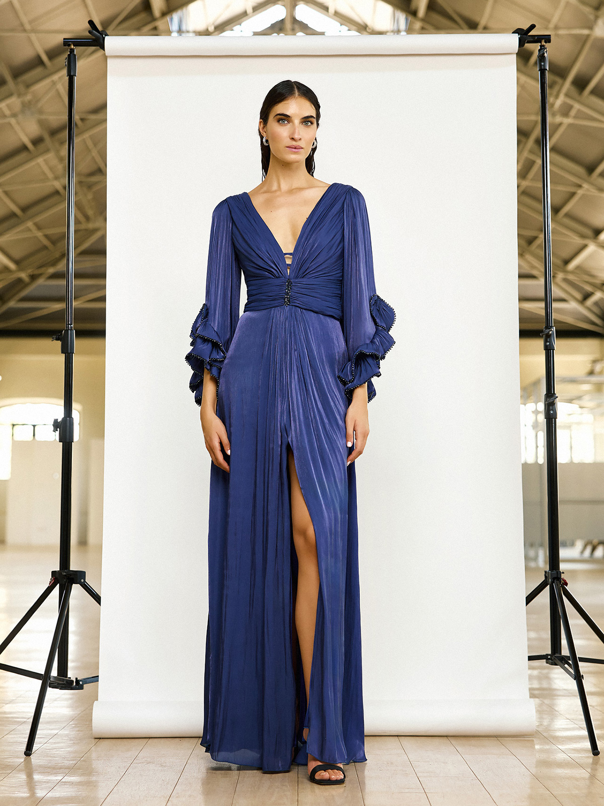 Abito Lungo Cerimonia Chiffon e Perline 5261