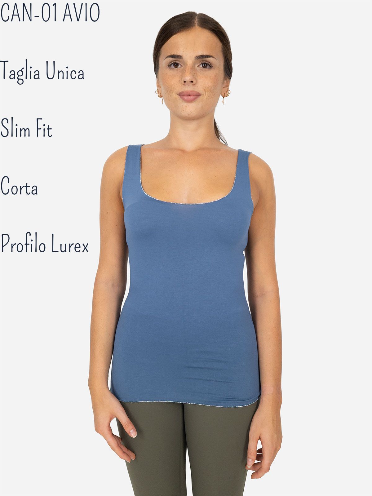 Women’s Slim Fit Viscose Tank Top with Lurex Trim – One Size