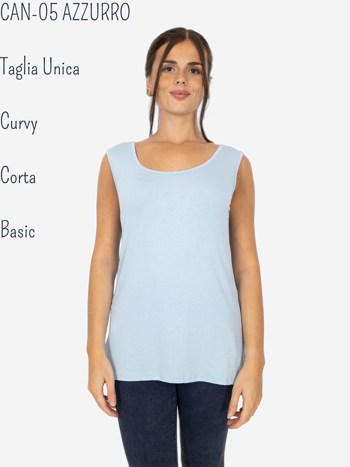 Canotta Donna Curvy Oversize a Spalla Larga in Viscosa Elasticizzata