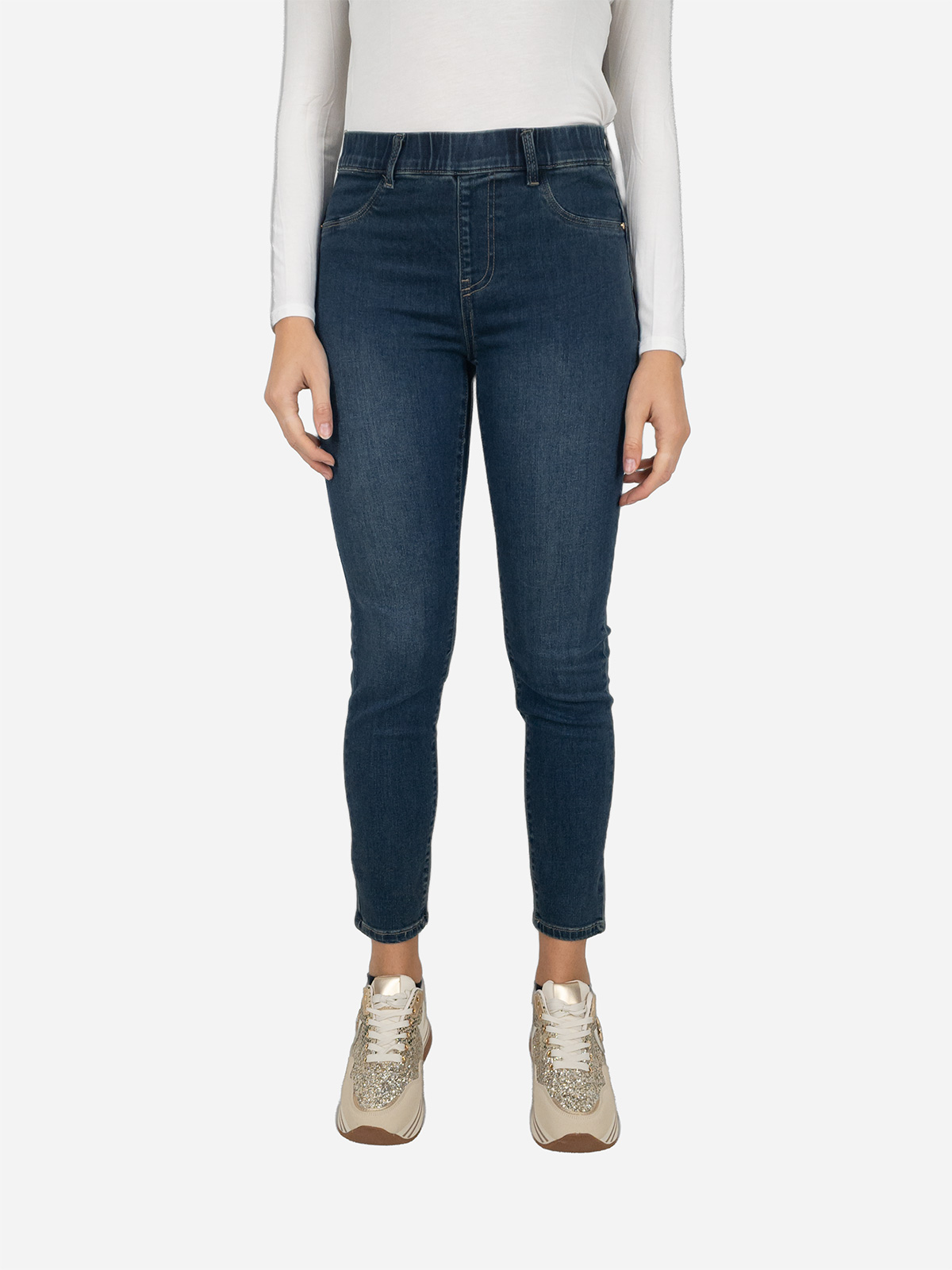 Jeans Jeggings Blu Denim Donna Fascia Elastica