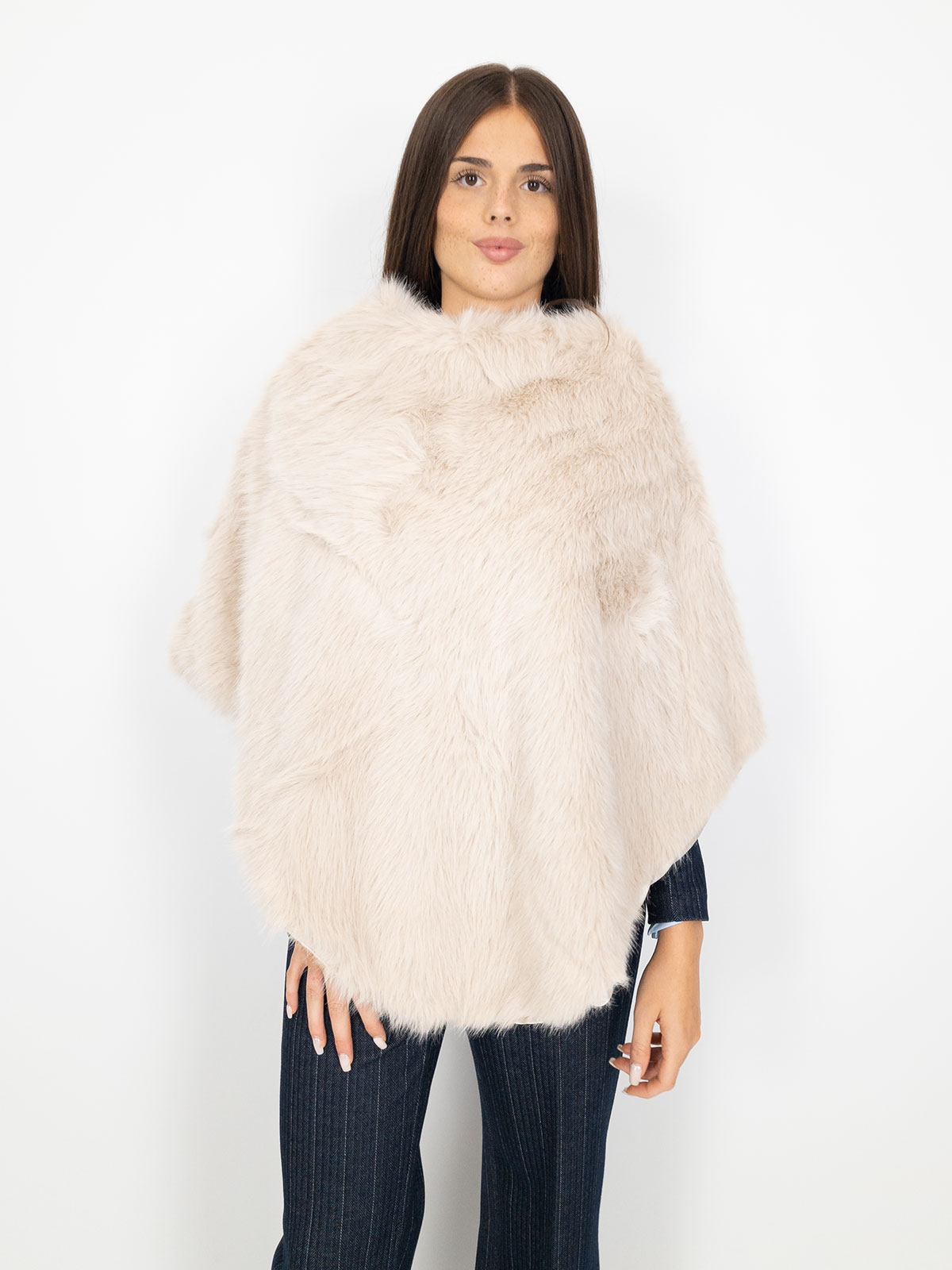 Elegant faux fur poncho