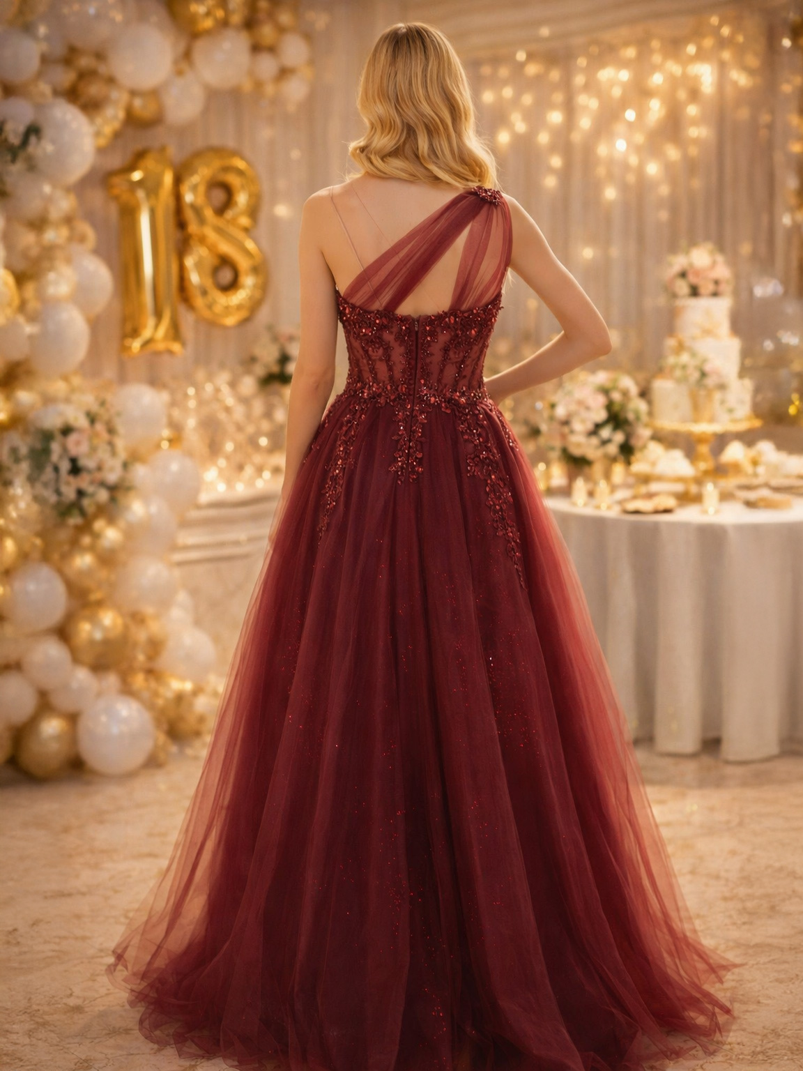 red dress for 18th birthday Long Princess Glitter F094F party outfits