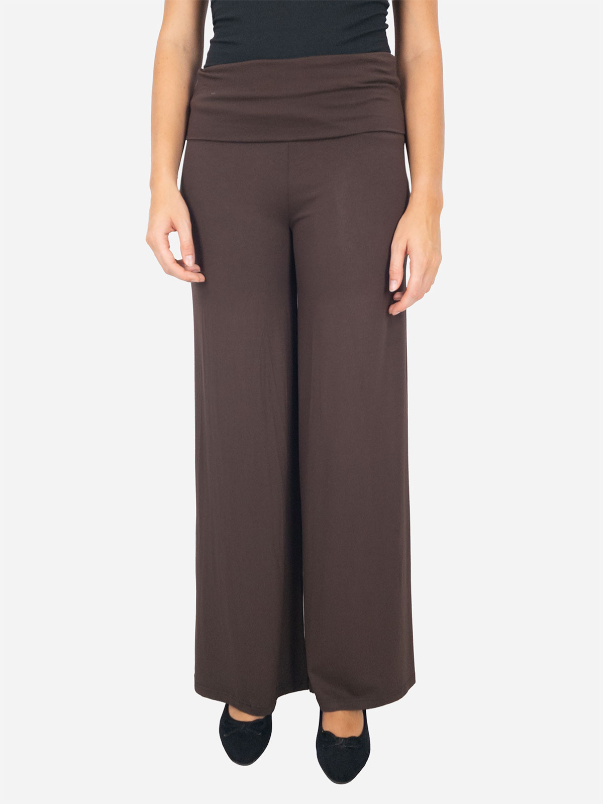 Pantaloni sportivi elasticizzati a palazzo in viscosa con fascia vita alta