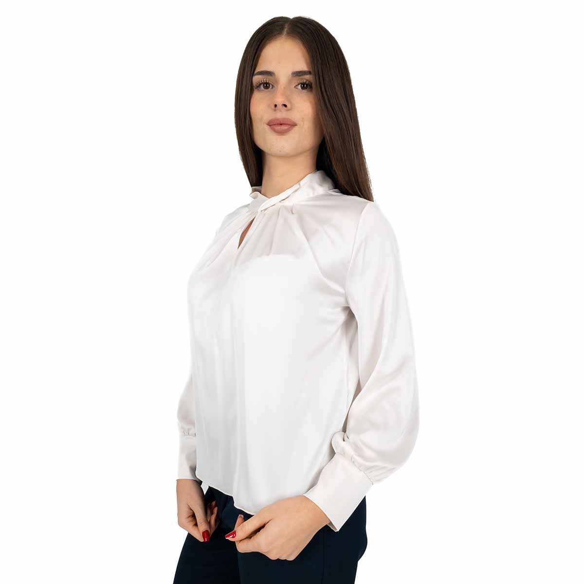 Blusa Elegante Donna Maniche Lunghe a Girocollo di Rinascimento