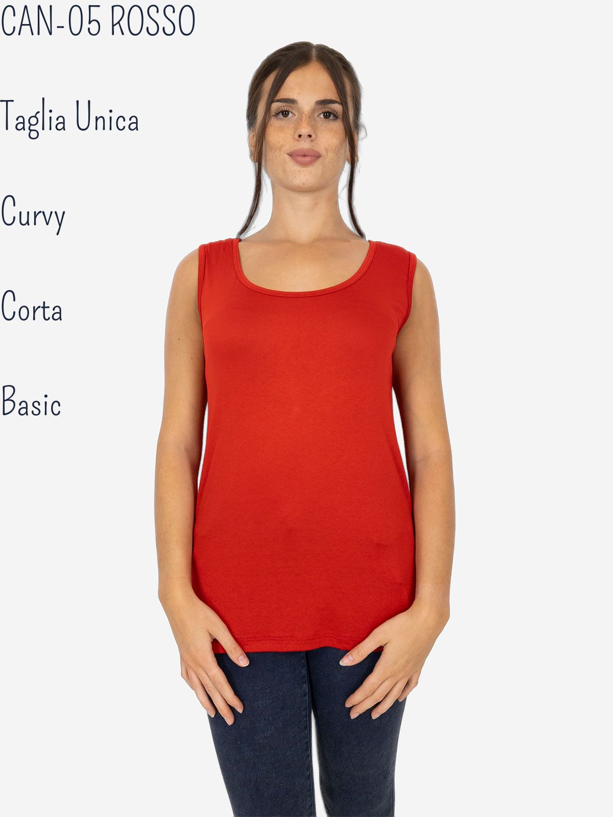 Canotta Donna Curvy Oversize a Spalla Larga in Viscosa Elasticizzata