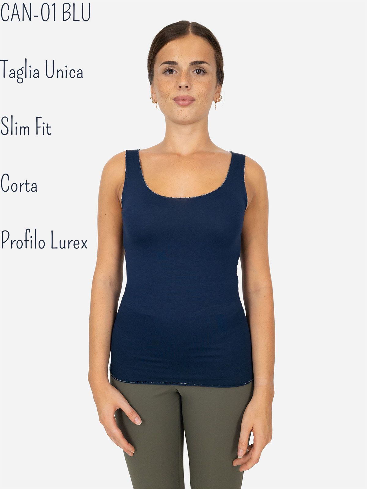 Canotta Donna Slim Fit in Viscosa con Dettaglio Lurex – Taglia Unica