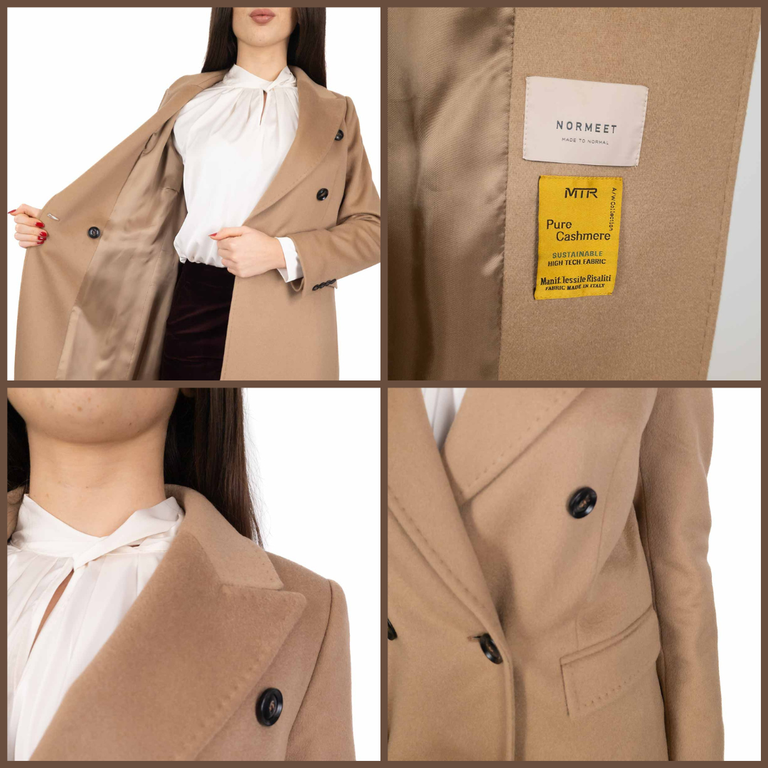Cappotto Lungo Invernale Donna In Misto Lana E Cashmere – Doppio Petto – Taglio Slim - Foto 3
