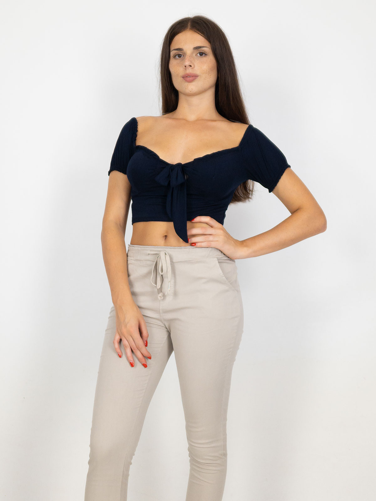 Bucle Top Corto Donna Scollo A Cuore In Viscosa Estivo E Pancia Scoperta