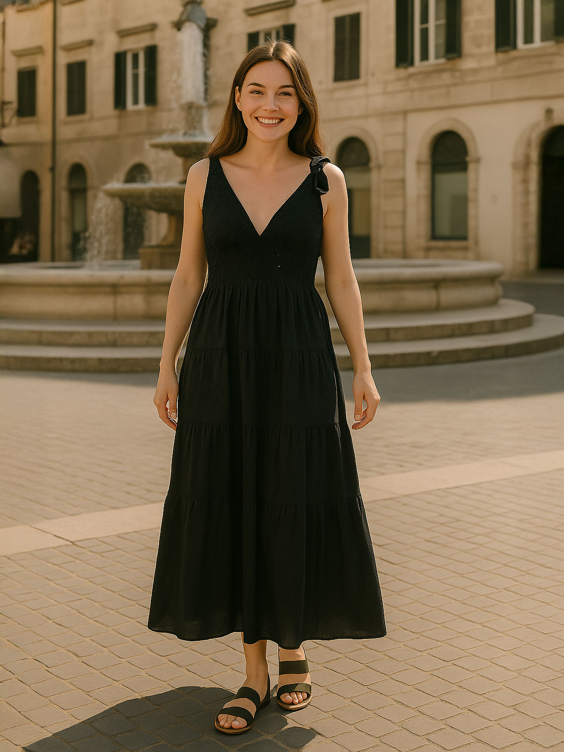 Women's Summer Cotton Dress with Broderie Anglaise Bodice