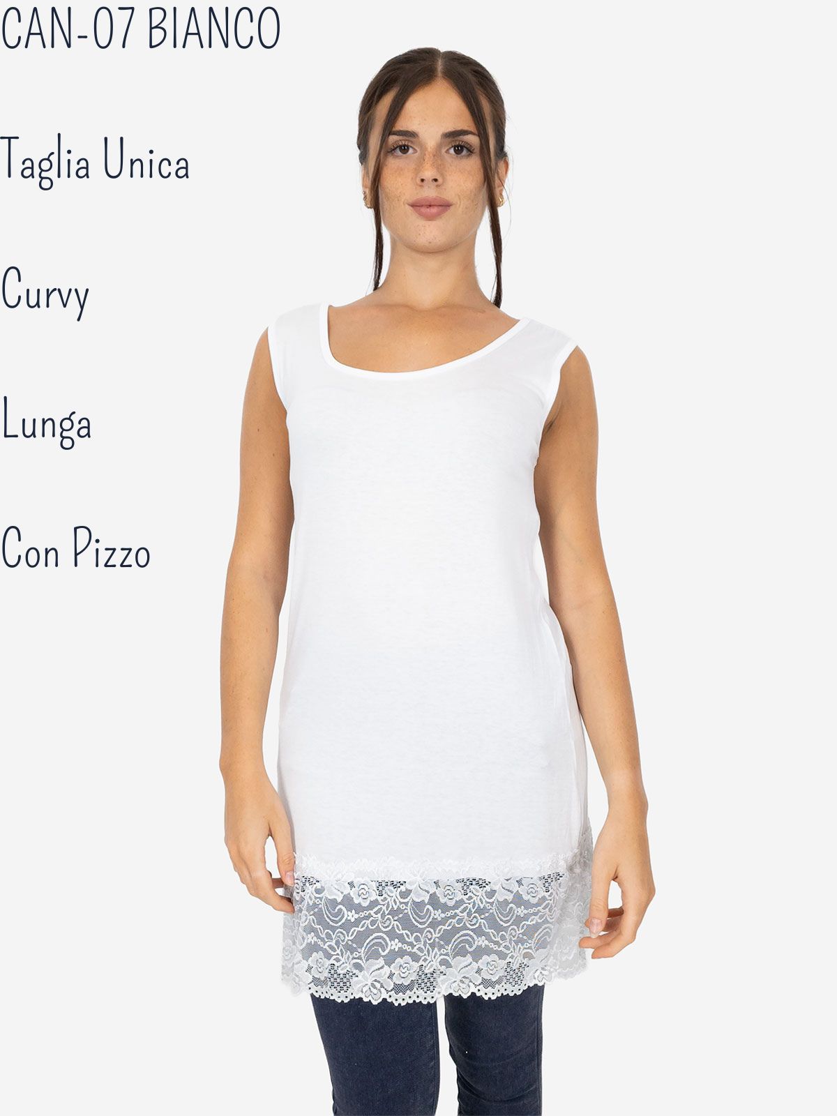 Canotta Lunga Curvy con Pizzo per Donna – Morbida e Comoda