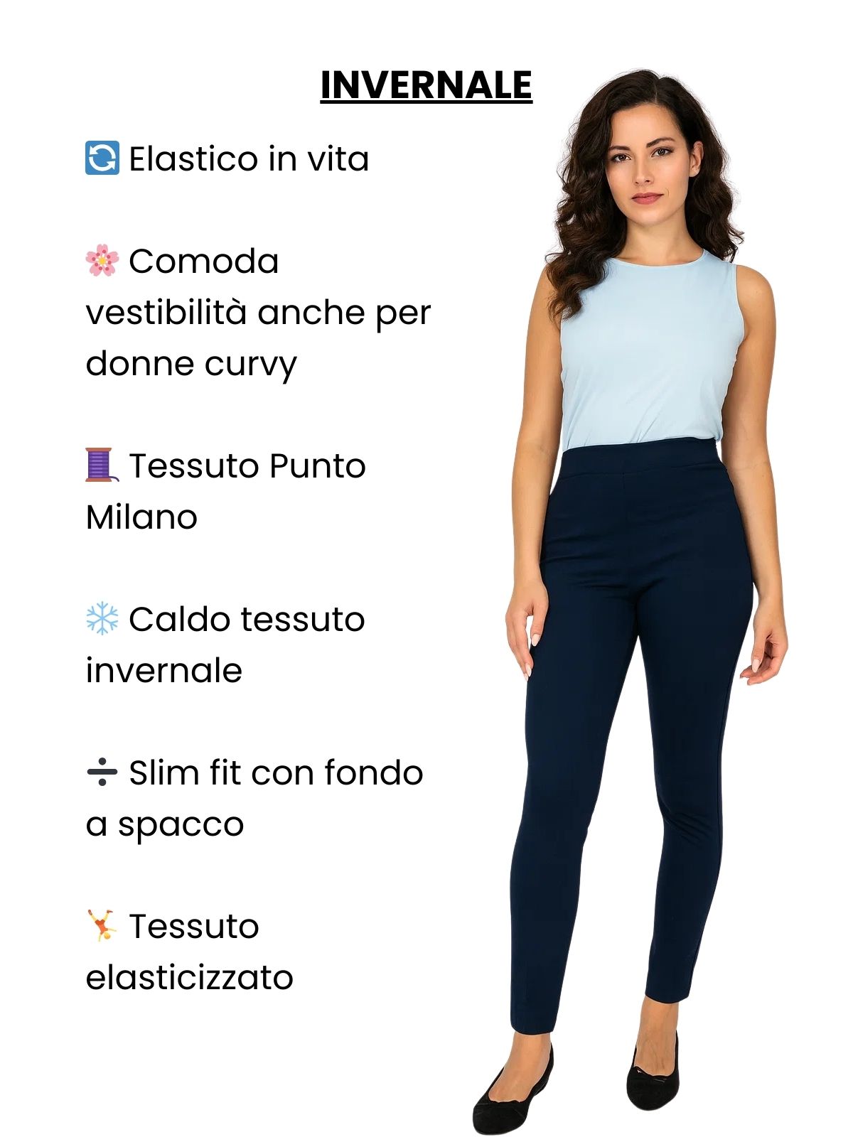 Pantaloni Donna Invernali Elasticizzati Slim Fit